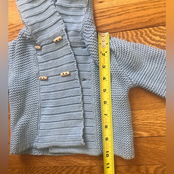Jacadi Baby Blue Hooded Cotton Unisex Sweater - Size 6 Months - Picture 5 of 10